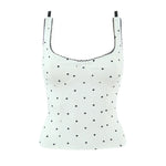 Fashion Sexy Polka Dot For Women And Stylish Off-Shoulder Top White Polka Dot Top With Lace Trim Square Neckline For Women 7RGH