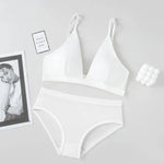 Women Seamless Bra And Panties Set Low Waist Ice Silk Briefs Non-wire Bra Sexy Lingerie Female Push Up Bra Comfort Underwear Set