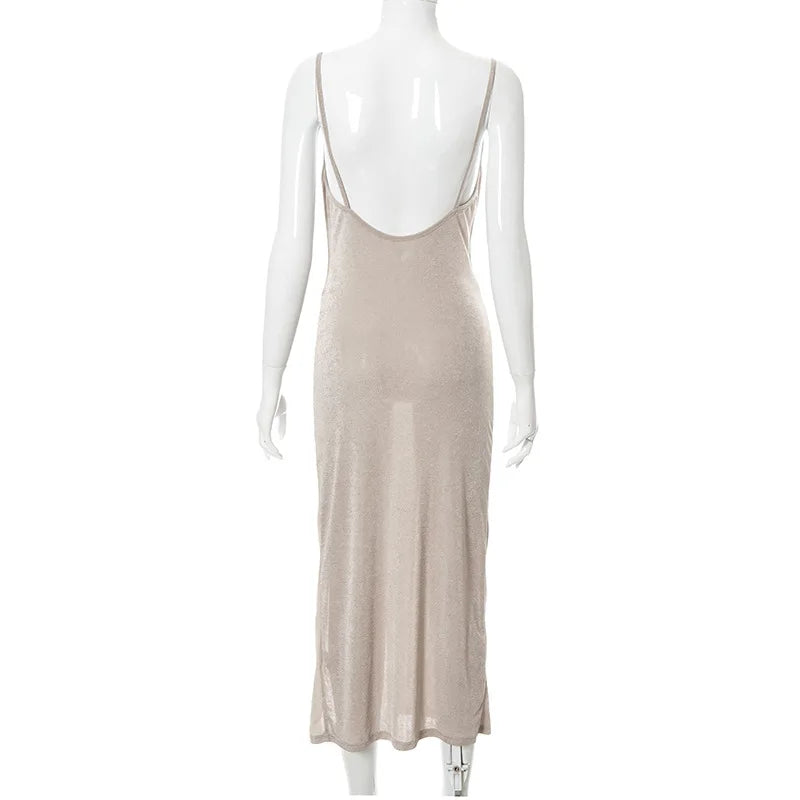 Elegant Sexy Evening Party Dress for Women 2022 New Midi Long Bodycon Slip Dresses Summer Thigh Split Vestidos De Fiesta