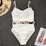 Ribbed Push up Underwired Metal Chain Women Swimwear One Piece Swimsuit Female Waist Belt Monokini Bather Bathing Suit Swim Lady