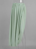 FDYOUI Elegant Solid Color Pleated Skirts for Women 2026 Chic High Slit Long Skirt High Street Office Lady Vacation Party Dress
