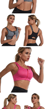 Sports Bra Women Front Zipper Push Up Gym Jogging Crop Tops Female Yoga Fitness Shockproof Vest Sujetadores Sport Bras for Women
