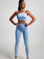Seamless Tight Yoga Sets Sports Fitness Gradient Single Shoulder Bra High Waist Hip Lifting Pants Suits Wokout Gym Running Sets
