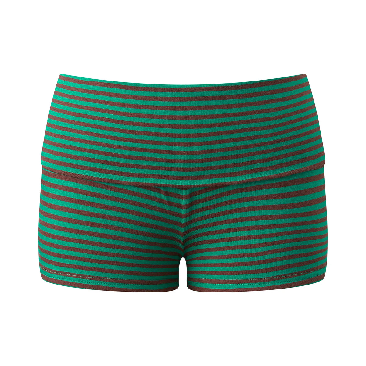 Women's Fold Over Mini Shorts Summer Fashionable Causal High Waist Bodycon Skinny Shorts Striped/Solid Color Short Pants