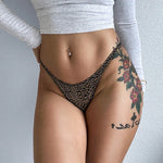 Ice Slik Low Waist Girls G String Leopard Flower Women Panties Sexy Briefs Thong T-back Underwear Female Lingerie Size S-XL