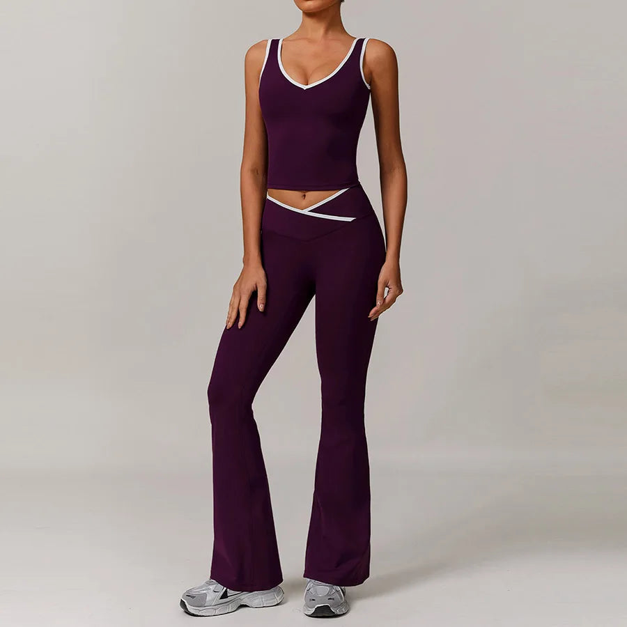 Yoga Set2 Pieces Workout Outfits Fitness Sportswear Gym Tracksuit High Waist Leggings Sports Bra Athletic Wear Women Clothes