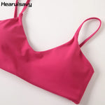 Hearuisavy Summer Super-Soft Women Quick Drying Sports Bra Breathable Gym Workout Top Fitness Underwear Push Up Running Yoga Top