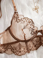 Valentine's Day Ladies Black Forest Wave Lace Sexy Underwear Set Romantic Floral Trim Bustier Nightgown for Women