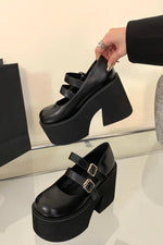 Women Lolita High Heels Chunky Platform Buckle Strap Mary Jane Shoes 11CM Super High Heel Pumps Woman Cosplay Goth Punk Shoes