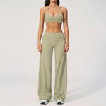 Women's Fitness Set Gym Tracksuit Breathable Sports Bra Flared Trousers Suit Workout Clothing Sportswear Female Athletic Wear