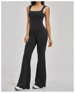 Slimming Yoga Jumpsuits Women Hollow Out Ruffles Backless Sportswear Fitness Back Hip-Lifting Leggings One-Piece Gym Bodysuits