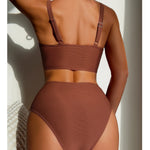 Dark Brown High Waist Bikini 2024 New Women Sexy Two Piece Swimsuit Push Up Swimwear Female Bathing Suit Swim Summer Beachwear