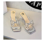 BIGTREE New Crystal Slippers Shoes Women Fine High Heels Transparent Sandals Female Slippers Sexy Outside Beaded Beach Shoes