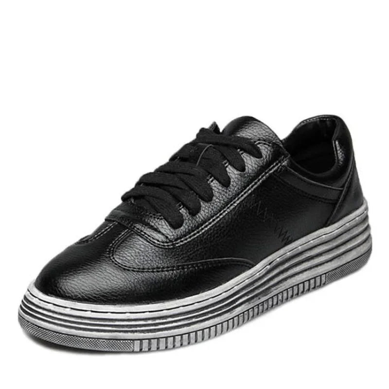 sneakersWomen casual low top leather shoes lightweight white Pink Shoes Breathable Creepers Platform flats Shoes2020