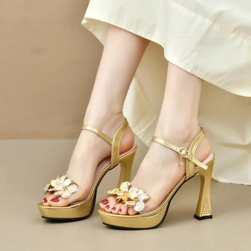 Women Sandals Fashion High Heel Sandals Luxury Banquet Party Dress Sandal Summer Open-toe Women High Heel Sandals
