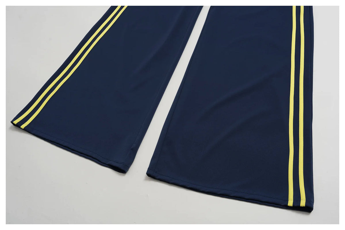 Women's Tracksuit Color Blocked Yoga Sets V Neck Sports Bra High Waist Flare Pants Fitness Suit Outdoor Running Workout Clothes