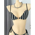 2026 New Striped Bikini Women Swimwear Female Swimsuit High Cut Leg Padded Bather Bathing Suit Swim Two-pieces Bikini set K8071