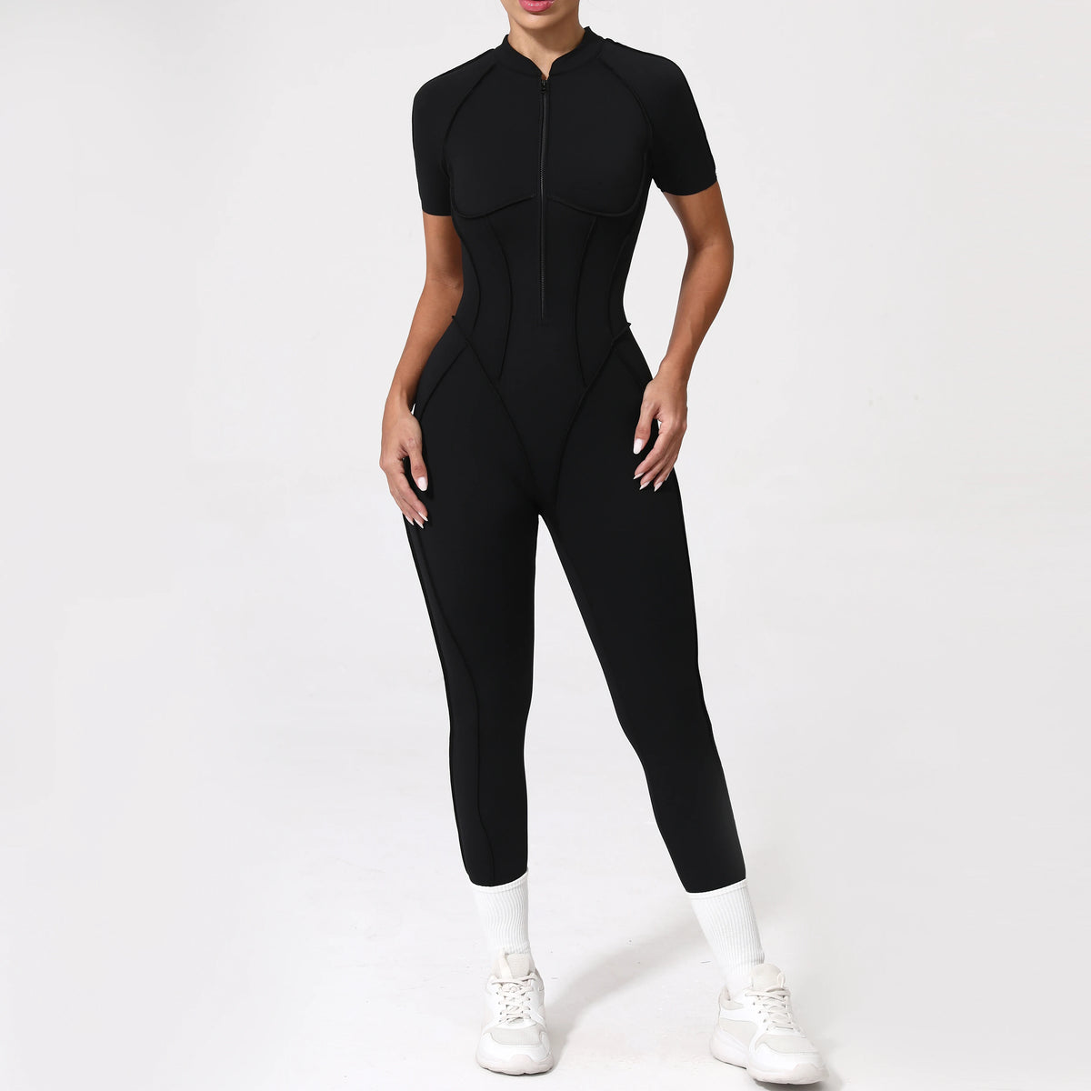 With Zipper Hollow Back Yoga Jumpsuit Sportswear Women Gym Clothes Running Fitness Yoga Backless Bodysuit