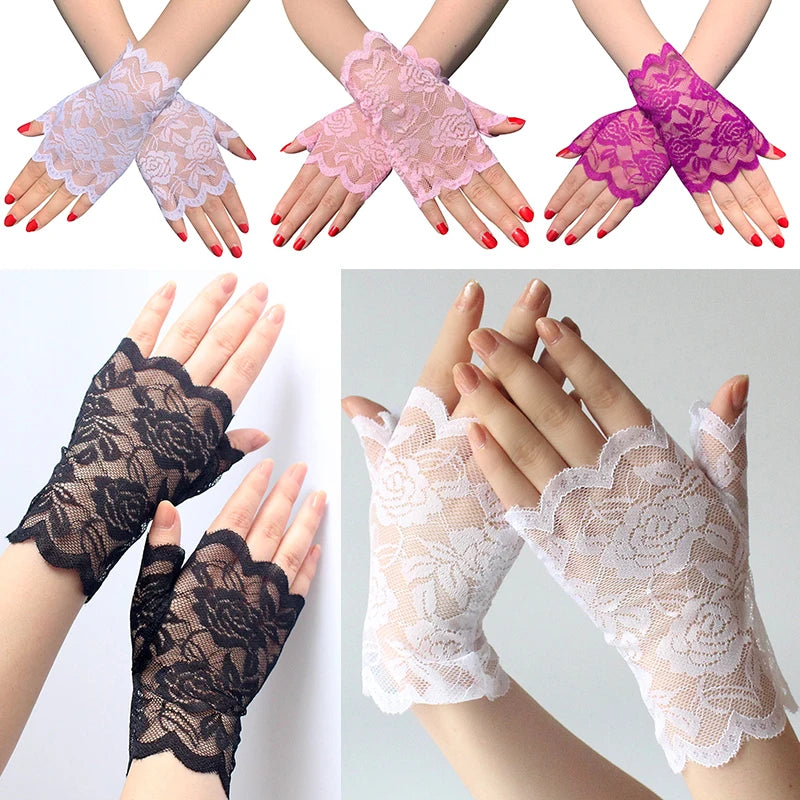 Summer Driving Sunscreen Lace Gloves Women Sailor Dance Gloves Long Fingerless Ladies Sexy Fishnet Gloves Mesh Mitten Handschoen