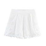 Foridol White Cotton Shorts Set Outfits Women Hollow Out Embroidery Two Pieces Set Outfits Shirt Shorts Matching Set Summer