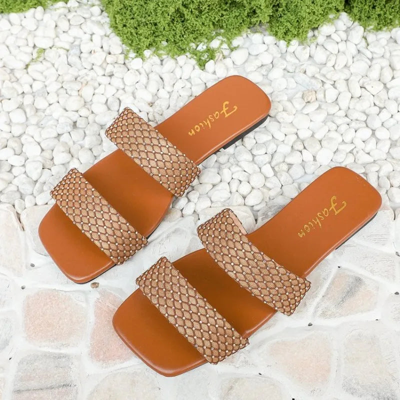 Large Size Women's Summer New Woven Slippers Outdoor Beach Sandals FashionableMaterial Comfortable Slip-On Shoes