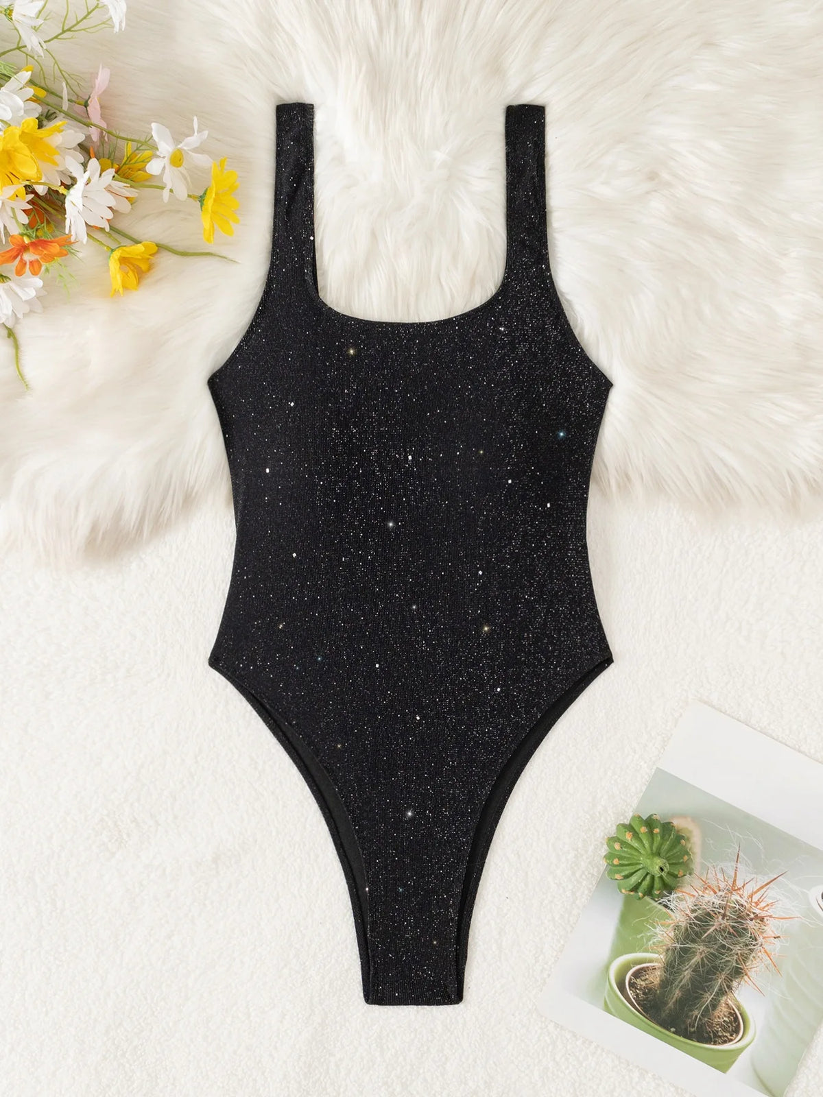 DEKASummer Solid Sexy Backless Shiny Swimsuit Women One Piece Swimwear Beach Wear Slimming Bathing Suit