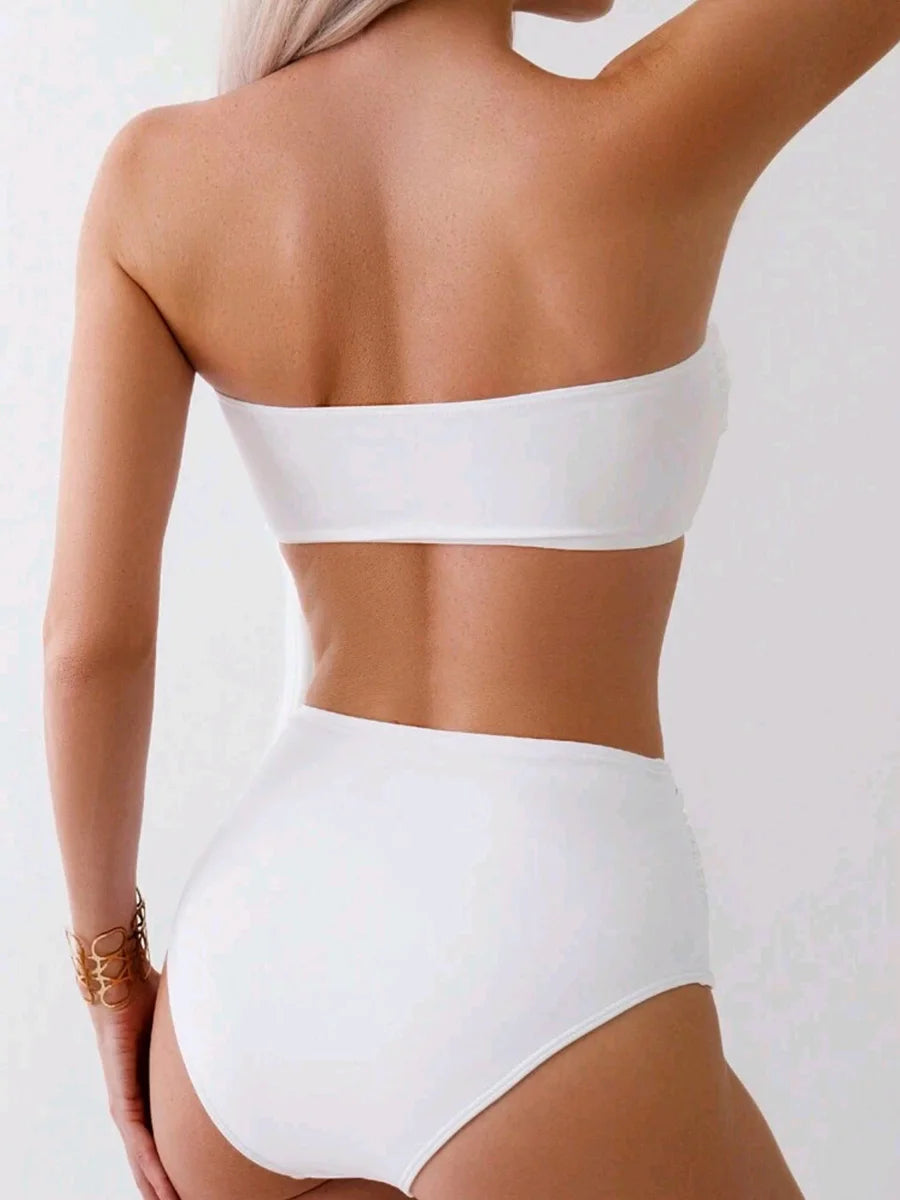 XS - XL 3D Flower Bandeau Bikinis Female Swimsuit High Waist Bikini Women Swimwear Two-pieces Bikini Set Bathing Suit Swim Lady