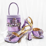 doershow new come Matching Women Shoe and Bag Set Decorated colorful Nigerian Shoes and Bag Set Italy Shoes and Bag setHF1-1