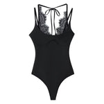 Women's Lace Patchwork Halter Neck Bodysuits Lace Backless Halter Bodysuit Strap For Women Daily Wear Bodysuits Pure Desire SSQF