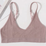 Seamless Tube Top Women's Ribbed V-Neck Wireless Bralette U-Back Daily Wear Bra Sexy Lingerie Adjust Straps Sports Underwear M-L