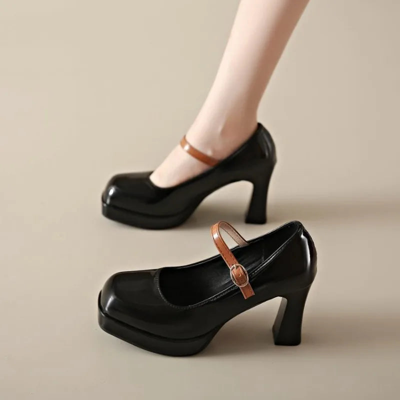2026 leather shoe for women high heel platform point toe elegant and fashion shoe High-heeled sandals
