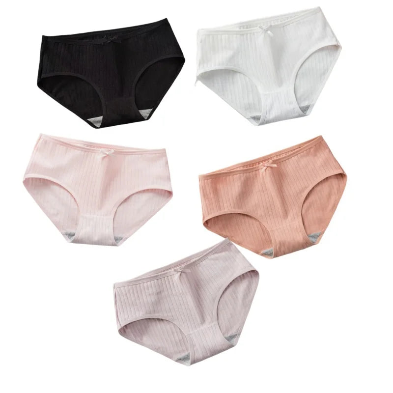 5Pcs/Set Cotton Briefs Women Panties Sexy Lingerie Women's Underpants Low Waist Panty Comfy Breathable Seamless Underwear