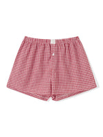 Women’s Plaid Print Shorts Elastic Low Waist Button Front Lounge Shorts Boxers Streetwear