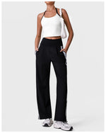 New Contrasting Striped Yoga Sets Women Hanging Neck Slim Sports Vest Gym Outfits High Waist Pocket Pants Running Fitness Suits