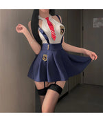 Sexy Student Skirt Sets Hanging Neck Tie JK Campus Short Backless Deep V Suspenders Sleeveless Skirt Sets For Women Elegant EMYH