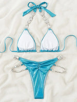 Sexy Halter Shiny Diamond Bikini Women Swimwear Female Swimsuit Two-pieces Bikini Set Brazilian Bathing Suit Swim Beachwear Lady