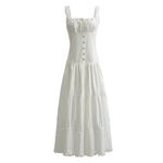 Bowknot White Summer Women's Dress Elegant Tank Beach Long Sundress Vestidos Sleeveless Holiday Chic Black Slim Maxi Dress 2025