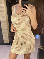 S - XL V Neck Hollow Out Crochet Knitted Tunic Beach Cover Up Cover-ups Beach Dress Mini Beach Wear Beachwear Female Women V7048