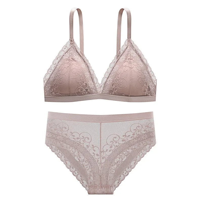 Women Lace Bra Set Push Up Bralette Low Waist Panties Female Embroidery Flora Lace Underwear Sexy Lingerie Set Female Intimates