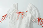 Foridol Bowknot White Summer Women's Dresses 2025 Square Collar Cotton Hollow Out Short Dress New in Vintage Beach Dress