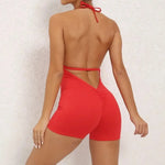 Women's High Elasticity One-Piece Fitness Jumpsuit - Tight Peach Hip Jumpsuit & Air Back Yoga Pants for Workout Gym Running