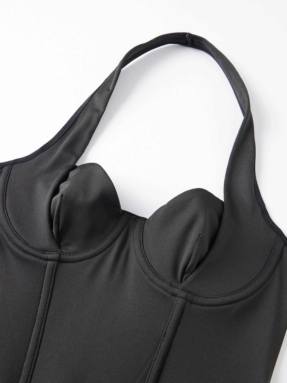 Women's Retro Corset Tops Open Back Halter Sleeveless Fishbone Slim Fit Tank Tops Summer Chic Vest