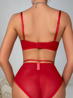 Ultra-thin spongeless sexy underwear set with transparent underwire bra underwear strap 3-piece set