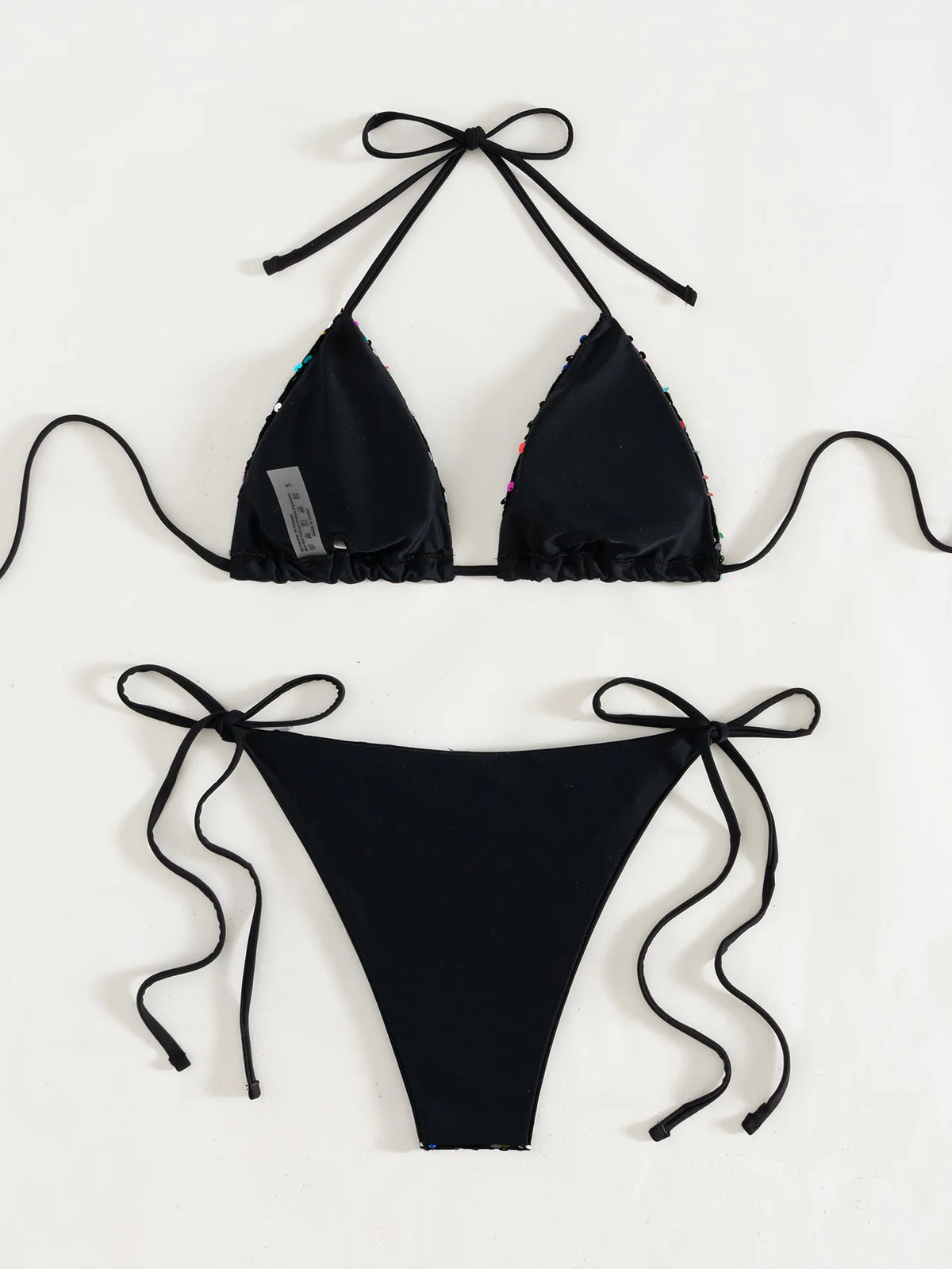 Sexy Sequin Blue Micro Bikini Set Women Shiny Push Up Bra Tie Side Triangle Swimsuit Summer Bathing Suit Holiday Swimwear 2026