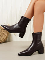 2026 New Vintage Thick Heels Women Slim Ankle Boots Autumn Winter Pointed Toe Stripper Party Short Booties Zapatos De Mujer