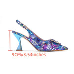 doershow beautiful BLUE Italian Shoes And Bag Sets For Evening Party With Stones Italian Leather Handbags Match Bags!HWS1-1