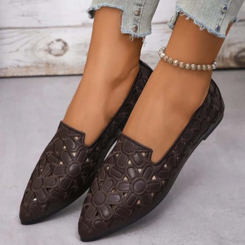 Breathable Flats Female Shoes Summer 2026 New Arrival Leather Flats Woman Moccasin Loafers Casual Mom Shoes Women's Ballet Flats