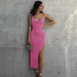 Elegant Sexy Evening Party Dress for Women 2022 New Midi Long Bodycon Slip Dresses Summer Thigh Split Vestidos De Fiesta