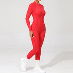 Padded Women Long Sleeve Sport Yoga Jumpsuit Workout Clothes for Women Sportwear Backless Zipper Fitness Gym Outfit