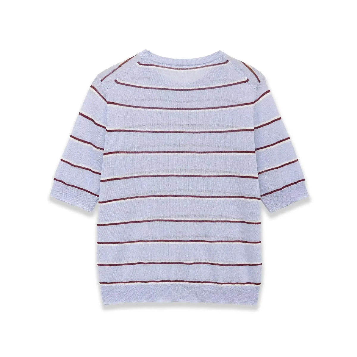 Fashion Short-sleeve Round-neck Striped Knit Top Light Blue With Knit Top Casual Sleeve Crew Neck For Women Daily Wear 0NSB
